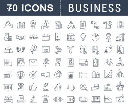 Set Vector Flat Line Icons Business イラスト素材