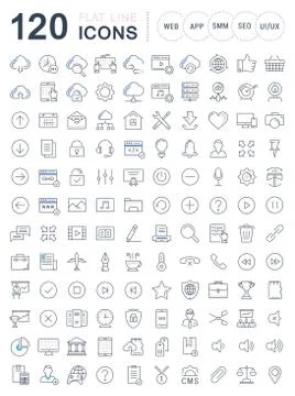 Set Vector Flat Line Icons SEO and Web Design Stockillustratie