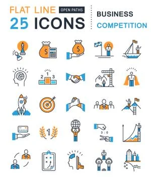 Set Vector Flat Line Icons Stock Illustration