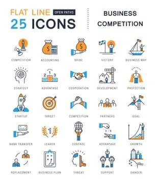 Set Vector Flat Line Icons Stock Illustration