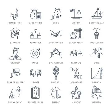 Set Vector Flat Line Icons Stock Illustration