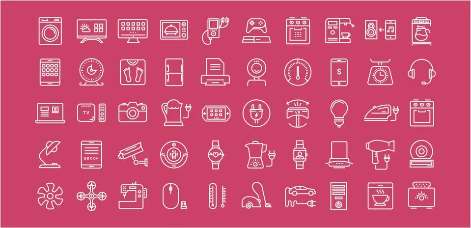Set Vector Flat Line Icons Appliance Stock Illustration