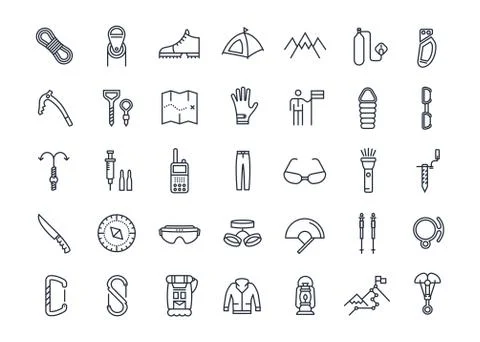 Set Vector Flat Line Icons Mountaineering イラスト素材