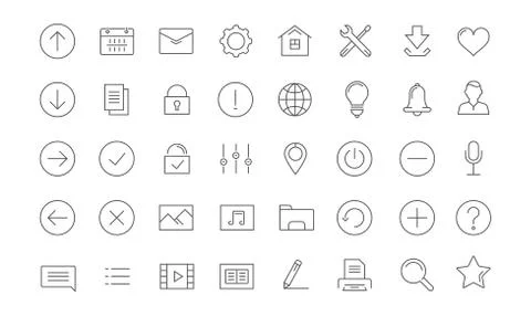 Set Vector Flat Line Icons Mobile Design Stock Illustration