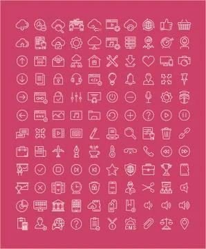Set Vector Flat Line Icons SEO and Web Design Stock Illustration