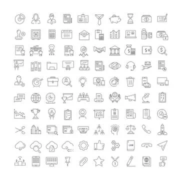 Set Vector Flat Line Icons Accounting and Finance Stock Illustration
