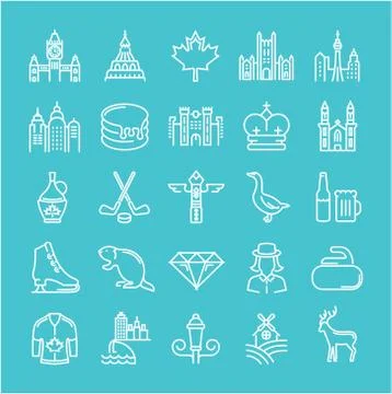 Set Vector Flat Line Icons Ottawa Illustration
