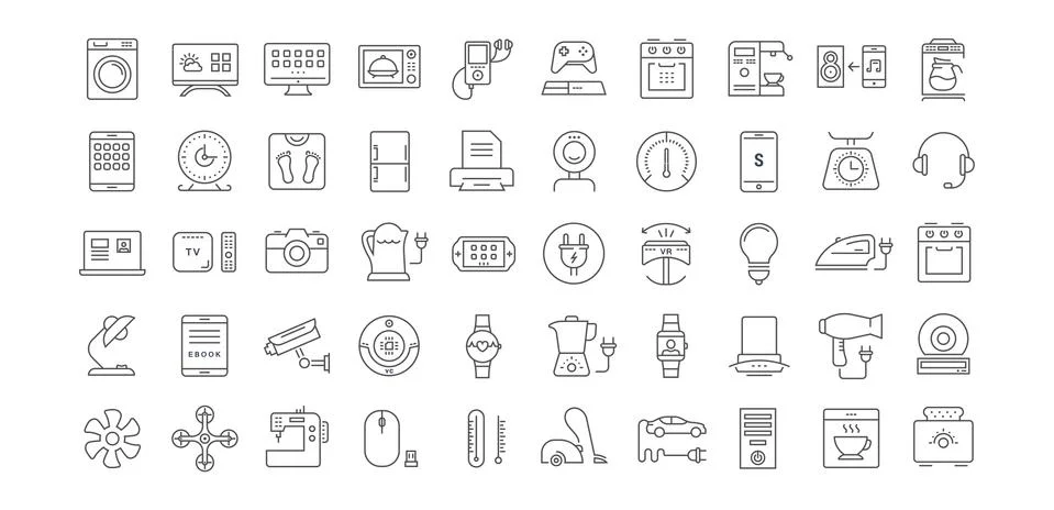 Set Vector Flat Line Icons Appliance Illustrazione stock