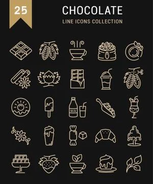 Set Vector Flat Line Icons Chocolate イラスト素材