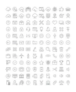 Set Vector Flat Line Icons SEO and Web Design Stockillustratie
