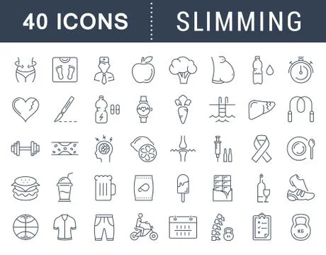 Set Vector Flat Line Icons Slimming Stock Illustration