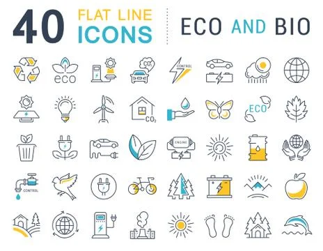 Set Vector Flat Line Icons Eco and Bio Stock-Illustration
