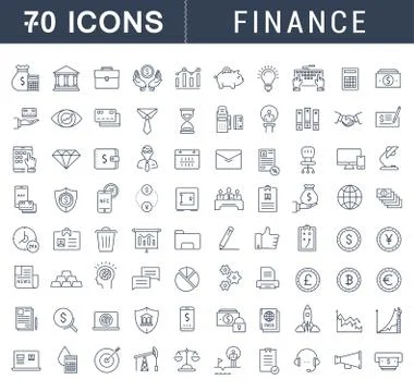 Set Vector Flat Line Icons Finance Stock Illustration