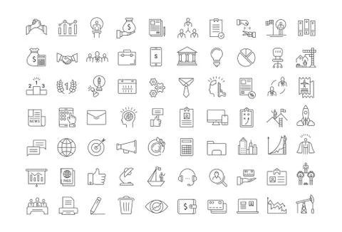 Set Vector Flat Line Icons Business Stock Illustration