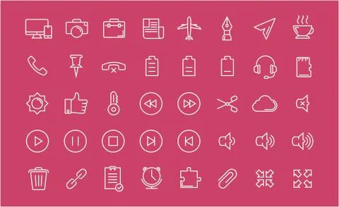 Set Vector Flat Line Icons Mobile Design Stock Illustration