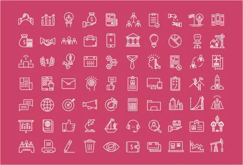 Set Vector Flat Line Icons Business Stock Illustration