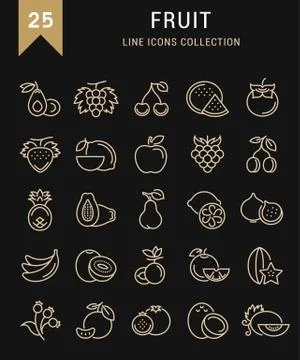 Set Vector Flat Line Icons Fruit Free Stock Illustration