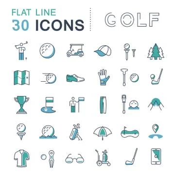 Set Vector Flat Line Icons Golf Illustrazione stock gratuita
