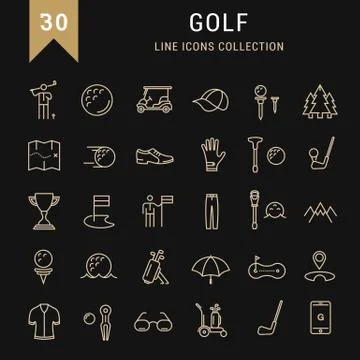 Set Vector Flat Line Icons Golf 무료 스톡 일러스트
