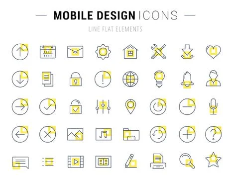 Set Vector Flat Line Icons Mobile Design Stock Illustration