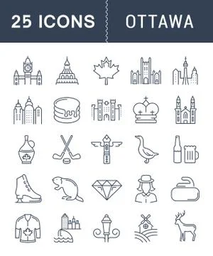 Set Vector Flat Line Icons Ottawa Illustration gratuite