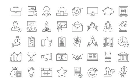 Set Vector Flat Line Icons Startup Free Stock Illustration