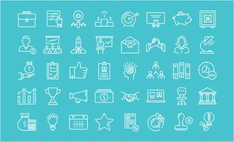 Set Vector Flat Line Icons Startup Free Stock Illustration