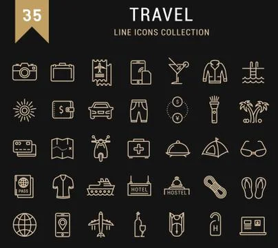 Set Vector Flat Line Icons Travel Illustrazione stock gratuita