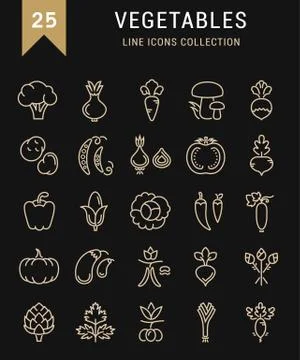 Set Vector Flat Line Icons Vegetables Illustrazione stock gratuita