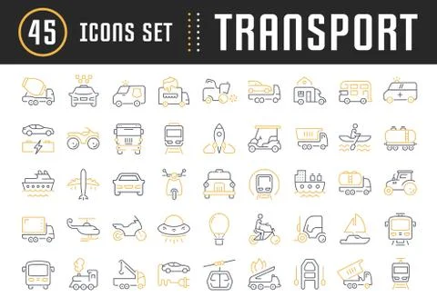 Set Vector Flat Line Icons Transport 스톡 일러스트