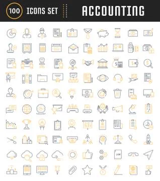 Set Vector Flat Line Icons Accounting and Finance 스톡 일러스트