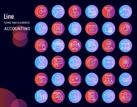 Set Vector Flat Line Icons Accounting and Finance 무료 스톡 일러스트