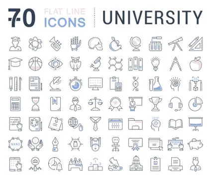 Set Vector Flat Line Icons University Gratis stockillustratie