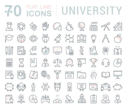 Set Vector Flat Line Icons University 無料イラスト素材