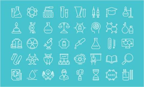 Set Vector Flat Line Icons Chemistry 무료 스톡 일러스트