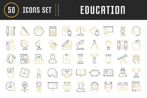Set Vector Flat Line Icons Education Gratis stockillustratie