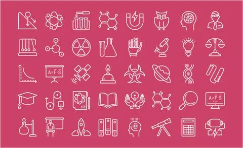 Set Vector Flat Line Icons Physic Gratis stockillustratie