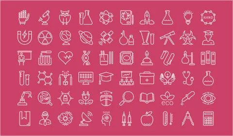 Set Vector Flat Line Icons Science Stock Illustration