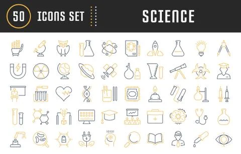 Set Vector Flat Line Icons Science Gratis stockillustratie
