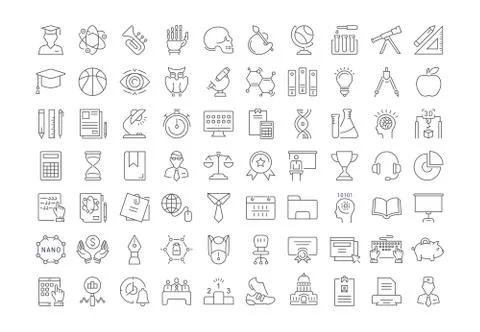 Set Vector Flat Line Icons University Stockillustratie