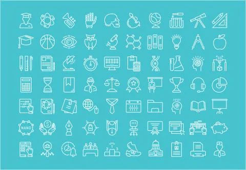 Set Vector Flat Line Icons University Stock Illustration