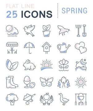 Set Vector Flat Line Icons Spring 無料イラスト素材