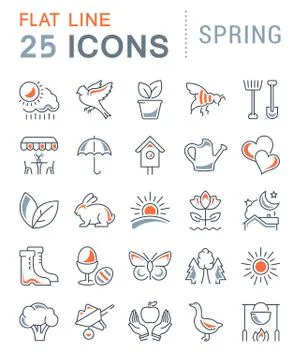 Set Vector Flat Line Icons Spring Illustrazione stock gratuita