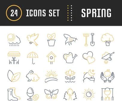Set Vector Flat Line Icons Spring Illustrazione stock gratuita