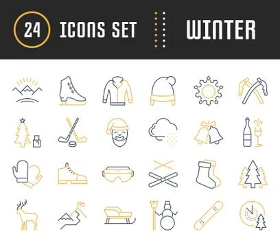 Set Vector Flat Line Icons Winter 무료 스톡 일러스트