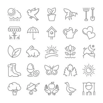 Set Vector Flat Line Icons Spring 無料イラスト素材