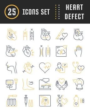 Set Vector Flat Line Icons Heart Defect Illustrazione stock gratuita