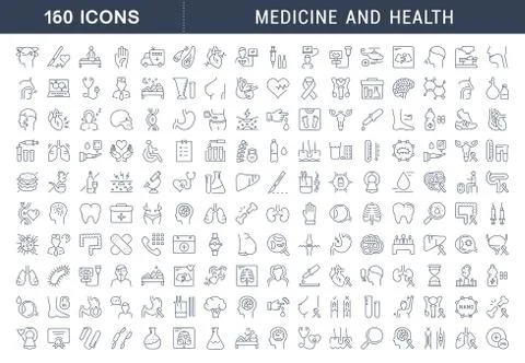 Set Vector Flat Line Icons Medecine and Health Illustrazione stock gratuita