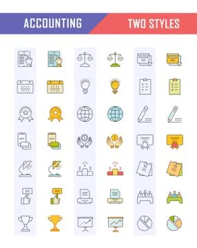 Set Vector Flat Line Icons Accounting and Finance Ilustração Stock Gratuita