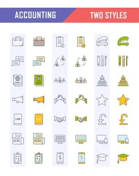 Set Vector Flat Line Icons Accounting and Finance 무료 스톡 일러스트